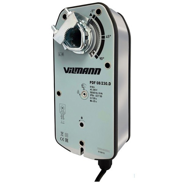 Привод воздушной заслонки VILMANN PDF 08/230.D-S (8 Нм, 230 В)